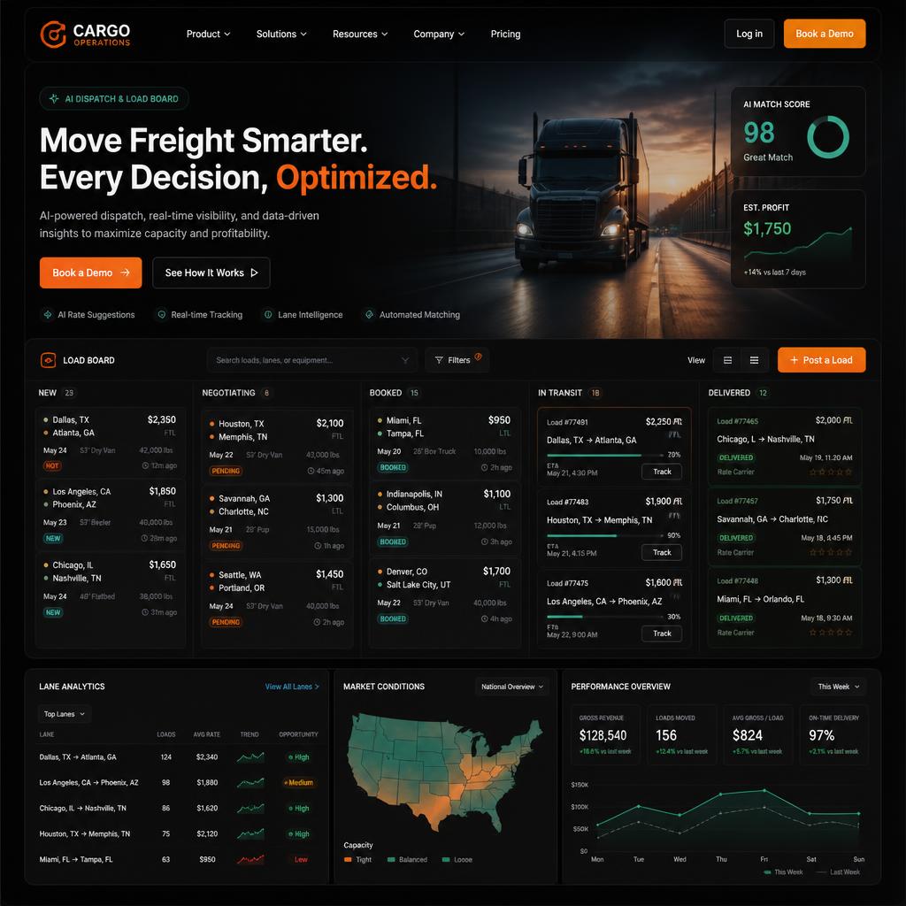 Cargo Operations freight broker website template