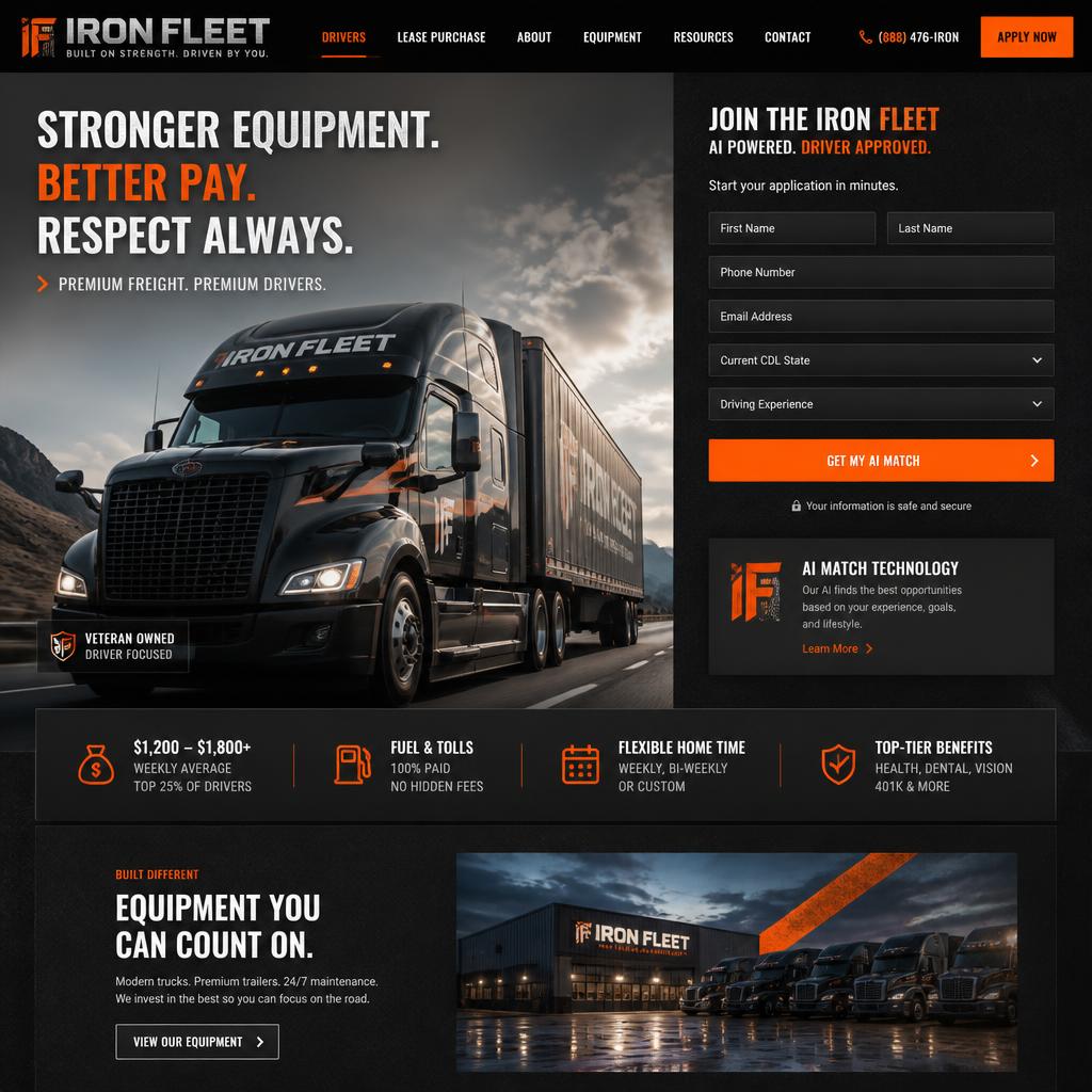 Iron Fleet freight broker website template